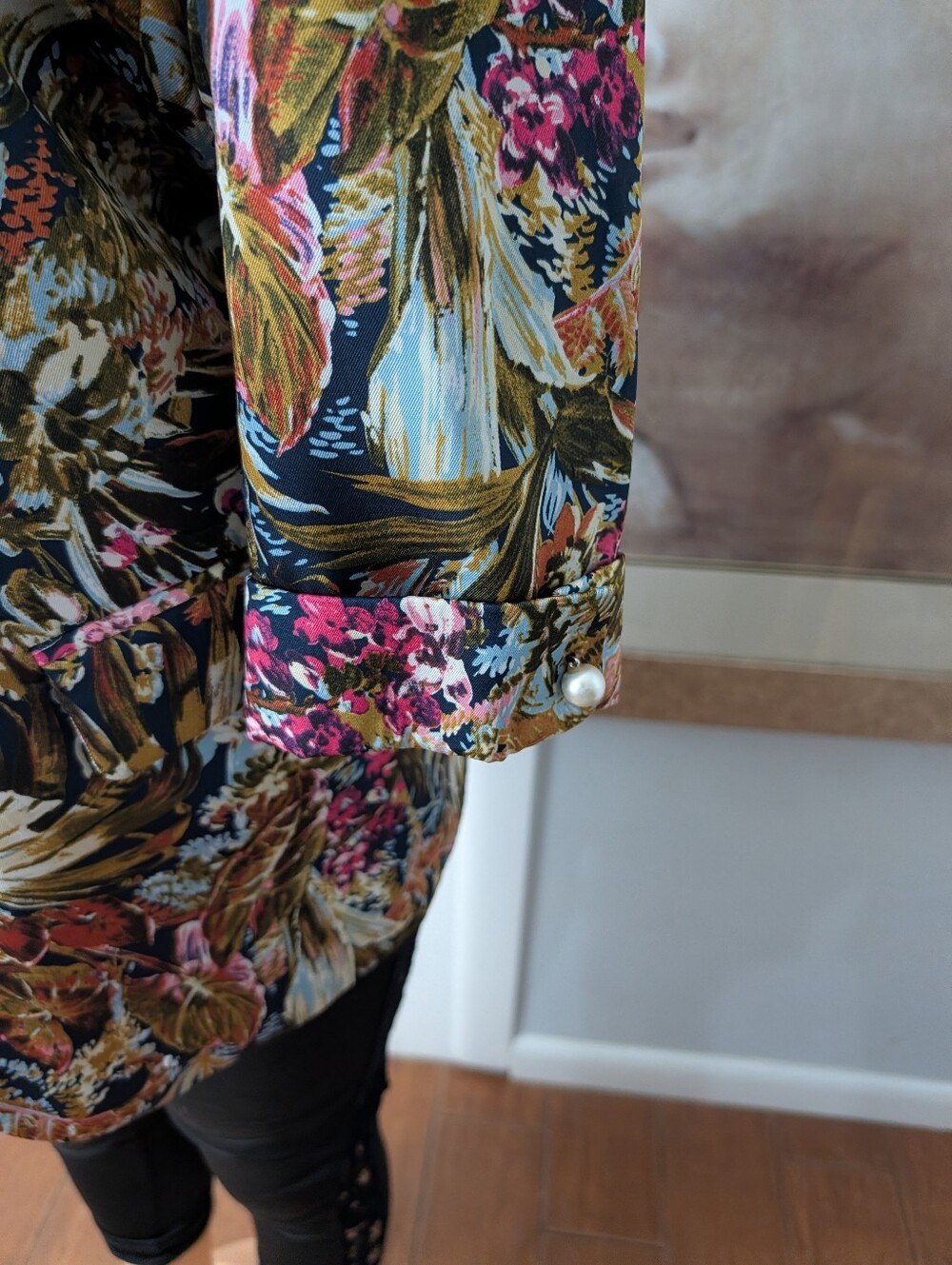ZARA Floral Print Tropical Botanical Open Blazer Size S - Picture 4 of 9